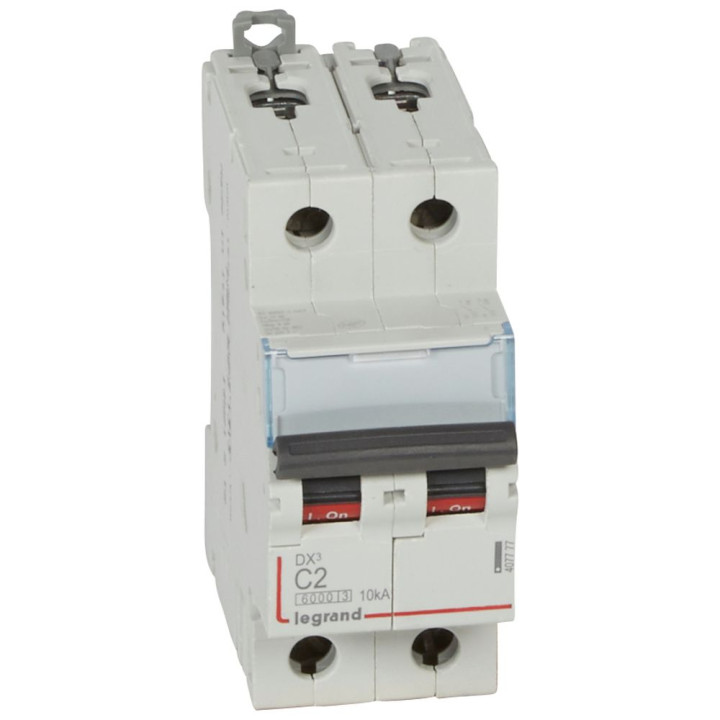 Disjoncteur Dx³6000 10Ka Arrivée Haut/Départ Bas Vis 2P 2A Courbe C - 2 Modules