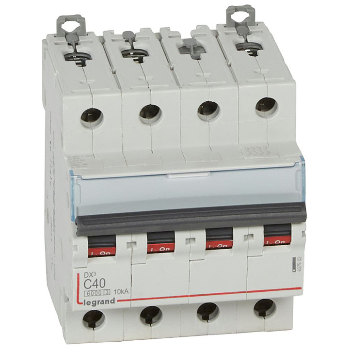 Disjoncteur Dx³ 6000 -Vis/Vis- 4P- 400V~-40A-Courbec-Peigne Hx³ Trad 4P - 4M