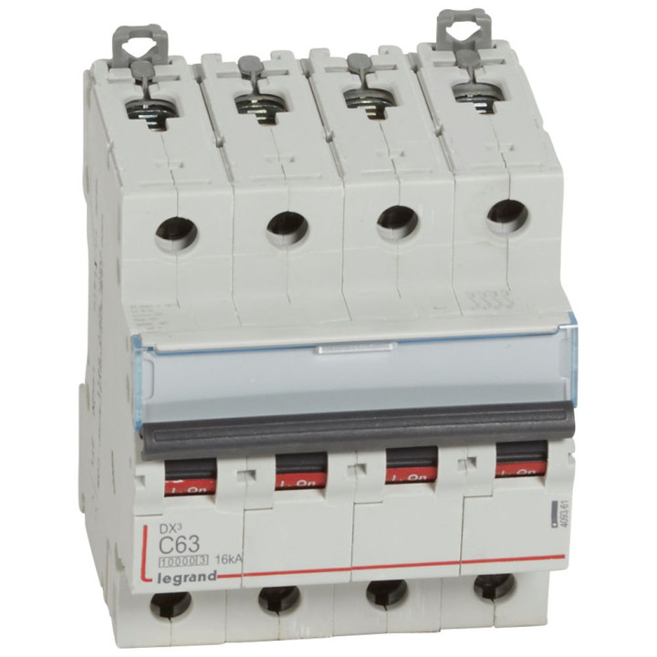 Disjoncteur Dx³10000 16Ka Arrivée Haut/Départ Bas Vis 4P 63A Courbe C 4 Modules