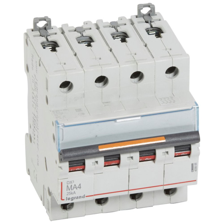 Disjoncteur Magnétique Seul Dx³ Ma - Vis/Vis - 4P - 400V~ - 4A - 25Ka - 4 Mod