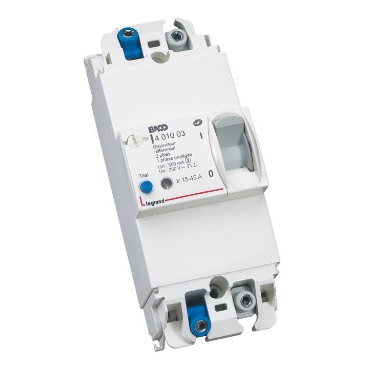 Disjoncteur de branchement Enedis bipolaire différentiel 500mA sélectif - 45A