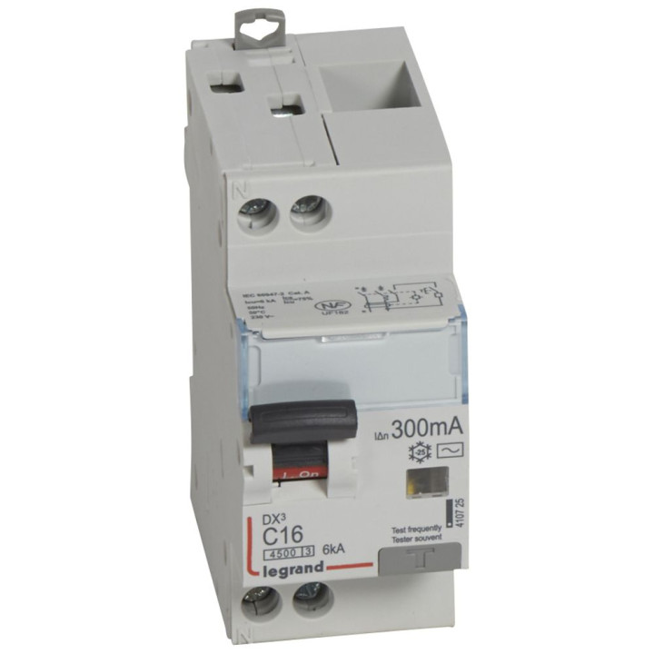 Disjoncteur Diff Dx³ 4500 - Vis/Vis -U+N 230V~ 16A -Typeac -300Ma -Courbe C - 2M