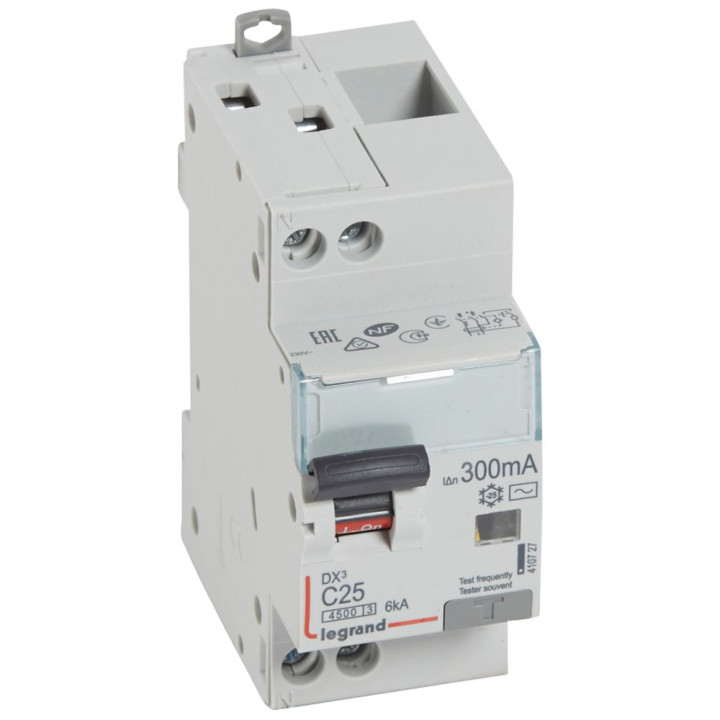 Disjoncteur Diff Dx³ 4500 - Vis/Vis -U+N 230V~ 25A -Typeac -300Ma -Courbe C - 2M