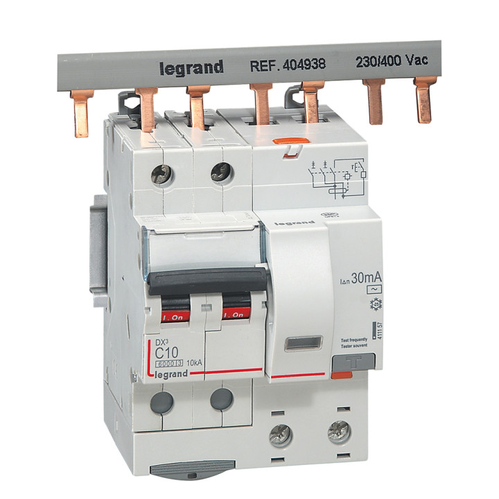 Disjoncteur Diff Dx³ 6000 -Vis-2P-230/400V~-10A -Typeac -30Ma- Courbe C - 4 Mod