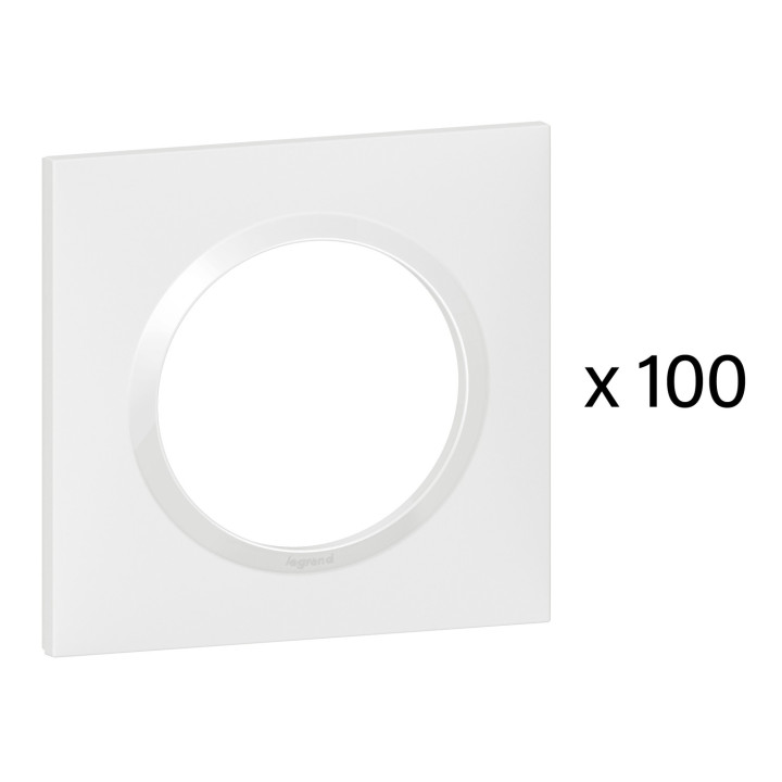 Lot de 100 plaques carrées dooxie 1 poste finition blanc