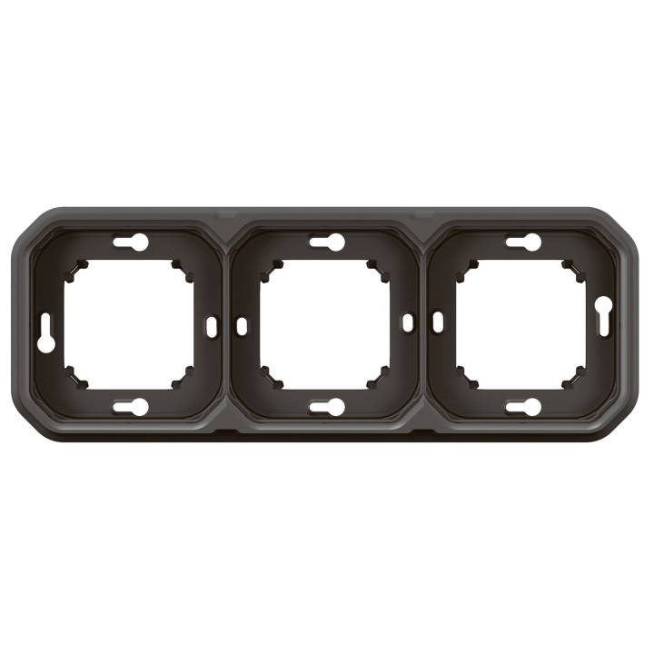Support plaque encastré 3 postes montage horizontal/vertical Plexo anthracite