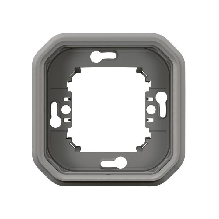 Support plaque encastré 1 poste Plexo gris