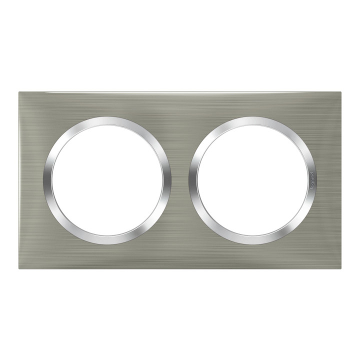 Plaque carrée dooxie 2 postes finition effet inox brossé
