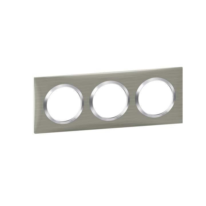 Plaque Carrée Dooxie 3 Postes Finition Effet Inox Brossé