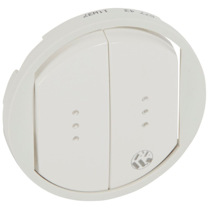 Enjoliveur Antimicrobien Céliane Double Inter/Va-Et-Vient/Poussoir +Voyant Blanc