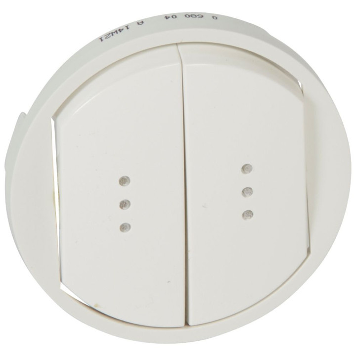 Enjoliveur Large Céliane Double Inter, Va-Et-Vient Ou Poussoir Avec Voyant-Blanc