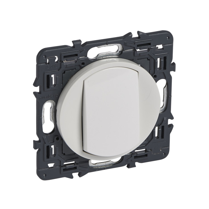 Poussoir Inverseur Céliane 6A Avec Enjoliveur Blanc Et Support