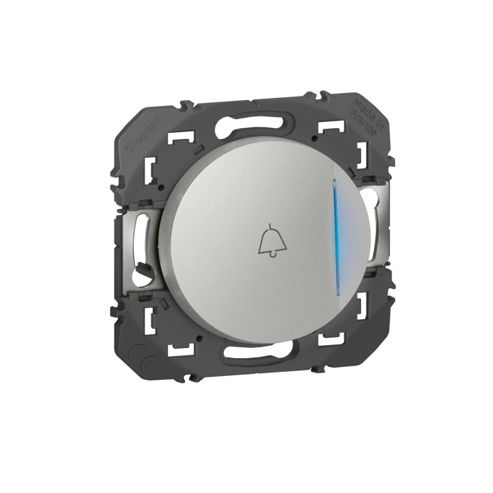 Poussoir Avec Voyant Lumineux Marquage Sonnette Dooxie 6A 250V~ Finition Alu