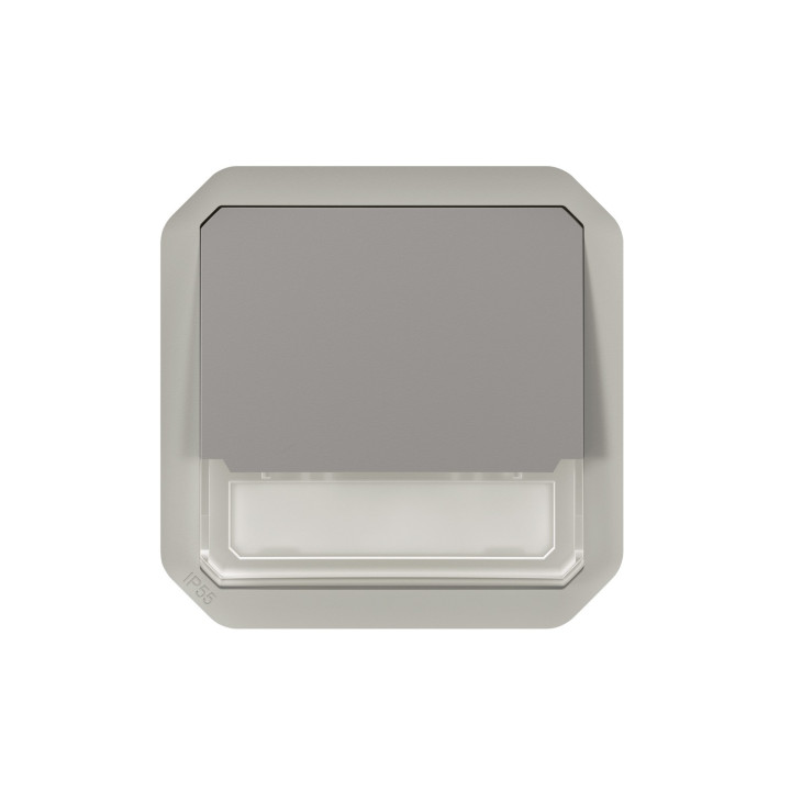 Poussoir No-Nf Lumineux Porte-Étiquette Plexo Composable Gris