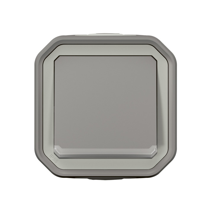 Poussoir No Lumineux Plexo Complet Saillie Gris