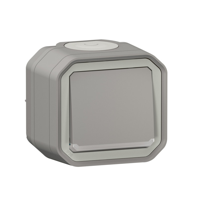 Poussoir No Lumineux Plexo Complet Saillie Gris