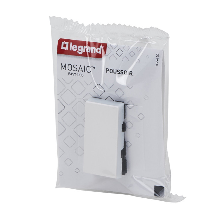Poussoir Mosaic Easy-Led 6A 1 Module - Blanc