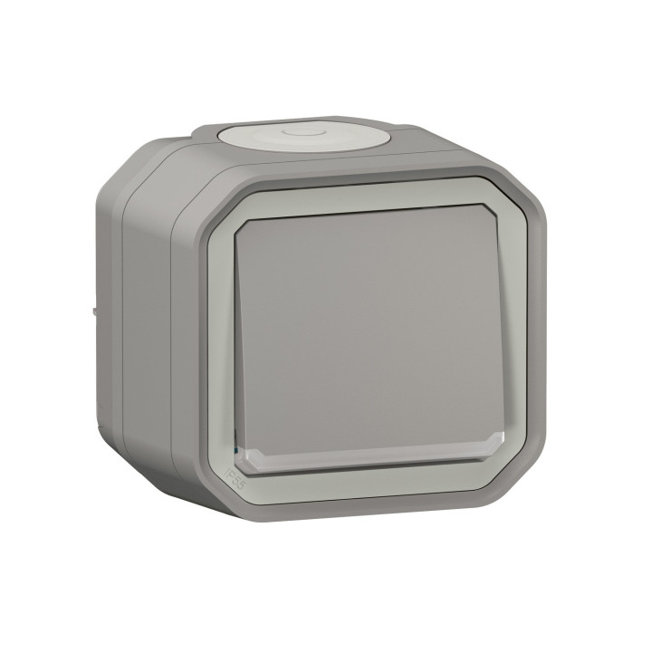 Poussoir No Lumineux Plexo Complet Saillie - Gris