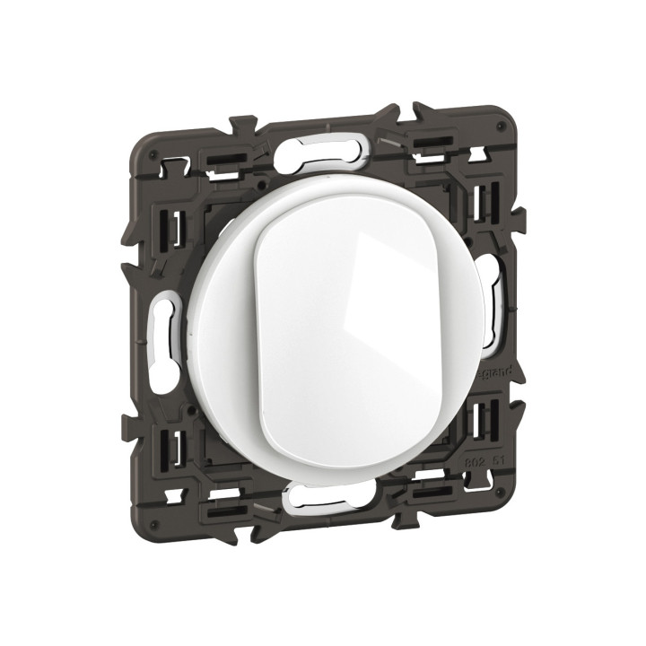 Poussoir inverseur Céliane contact NO+NF 6A - prémonté Blanc