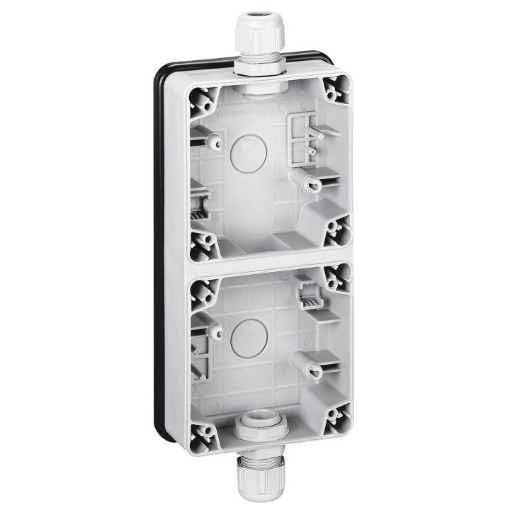 Boîtier Étanche 2 Postes Verticaux Plexo Ip66 Composable - Gris