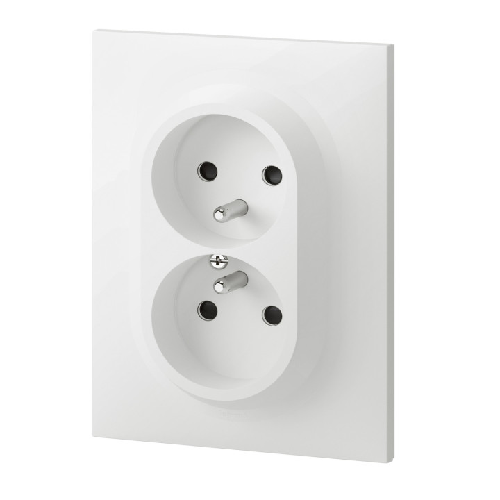 Double Prise 2P+T Compacte Monobloc Easyréno Dooxie 16A Avec Plaque