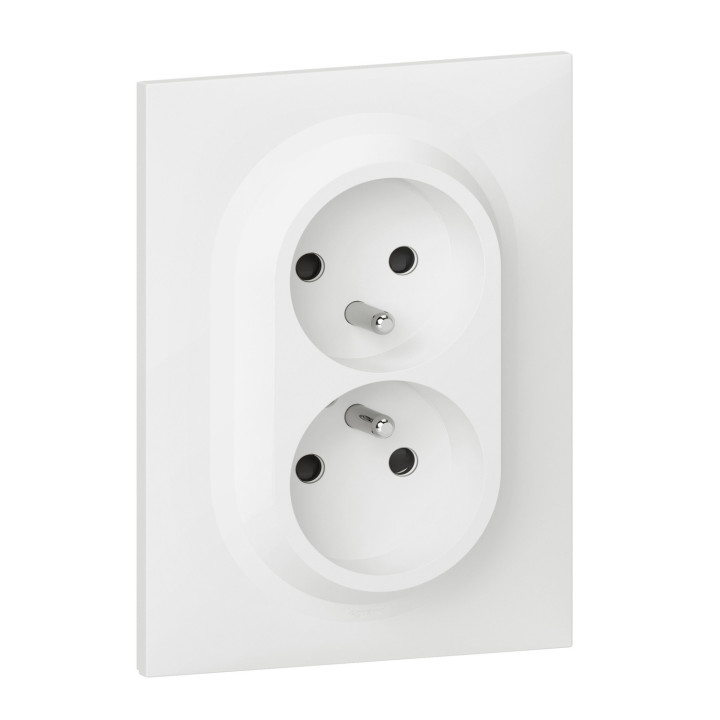Double Prise 2P+T Compacte Monobloc Easyréno Dooxie 16A Avec Plaque
