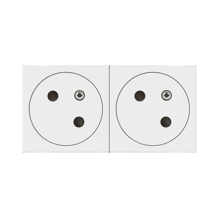 Prise 2x2P+T Surface Mosaic Link à raccordement latéral 4 modules - blanc