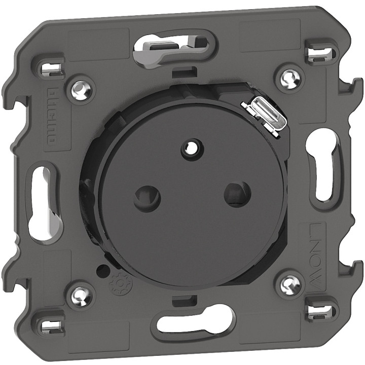 Prise de courant Surface avec prise USB Type-C Living Now 2 modules - noir