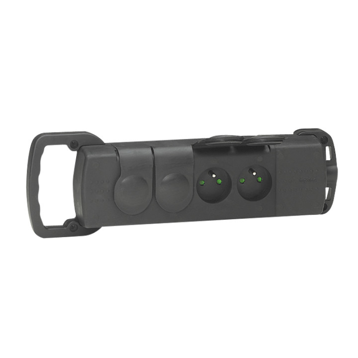 Rallonge Caoutchouc Équipée De 4 Prises Avec Terre Avec Volets Ip44