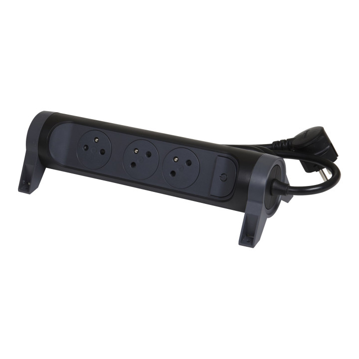 Rallonge 3X2P+T Surface Avec Interrupteur Et Cordon 1,5M 3G 1Mm² - Noir/Gris