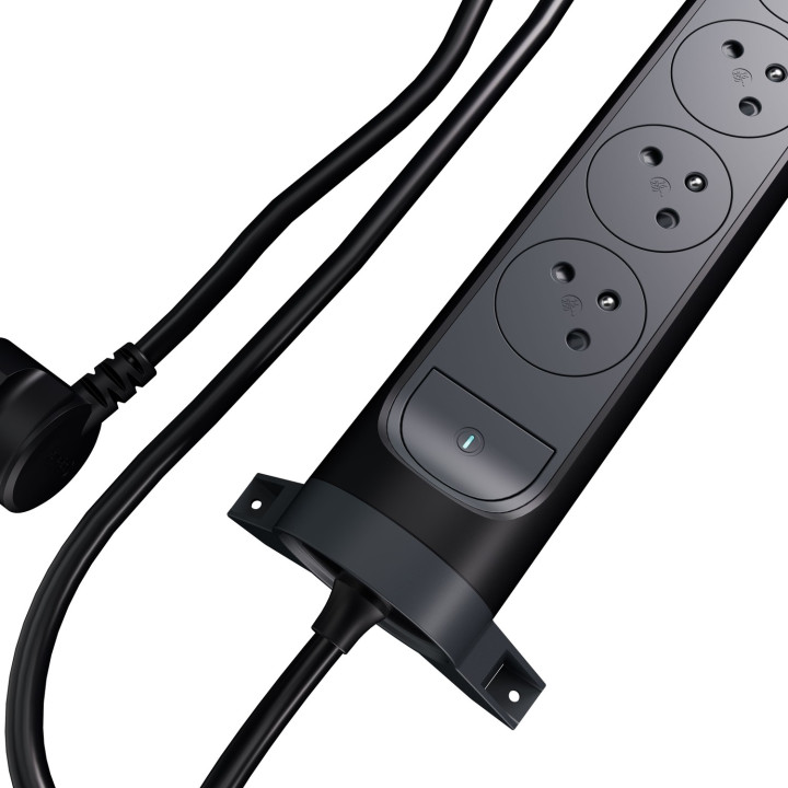 Rallonge 3X2P+T Surface Avec Interrupteur Et Cordon 1,5M 3G 1Mm² - Noir/Gris