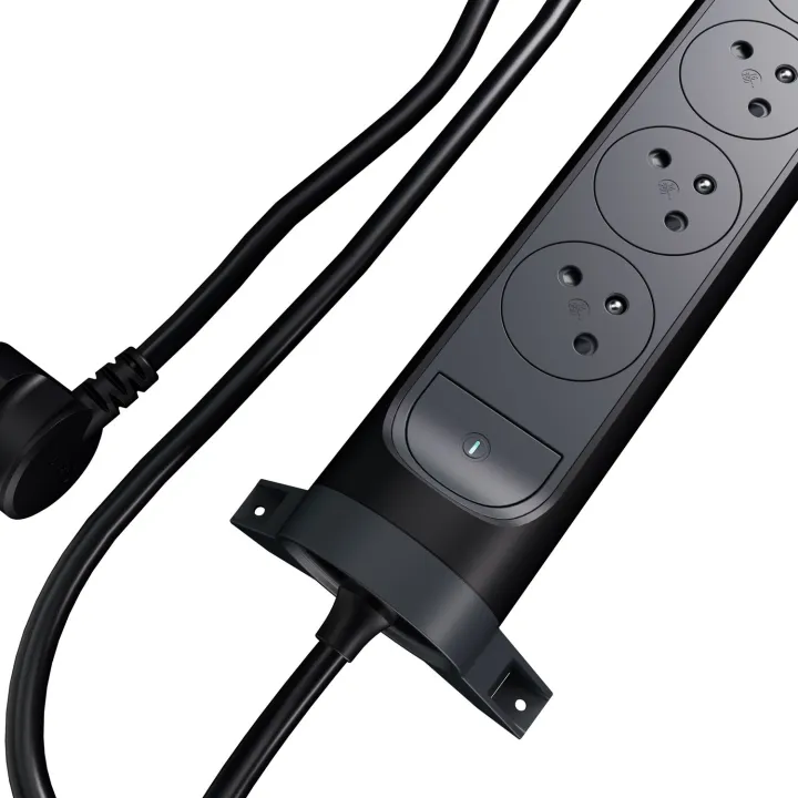 Rallonge 3X2P+T Surface Avec Interrupteur Et Cordon 1,5M 3G 1Mm² - Noir/Gris