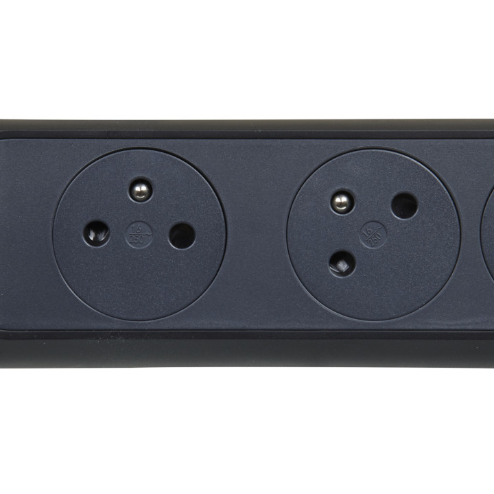 Rallonge 3X2P+T Surface Avec Interrupteur Et Cordon 1,5M 3G 1Mm² - Noir/Gris