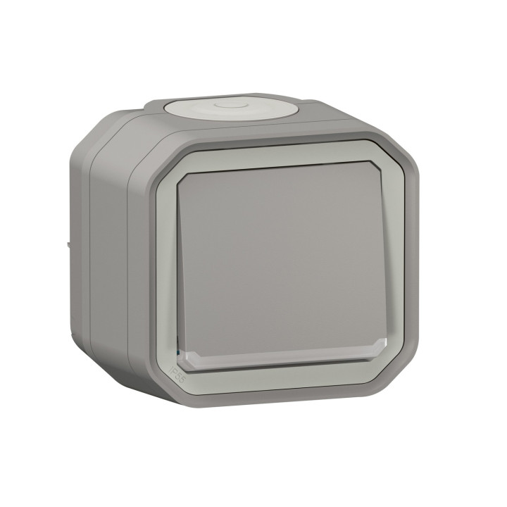 Interrupteur Ou Va-Et-Vient Lumineux 10Ax 250V Plexo Complet Saillie Gris