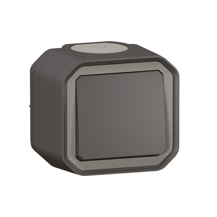 Interrupteur Ou Va-Et-Vient 10Ax 250V Plexo Complet Saillie Anthracite