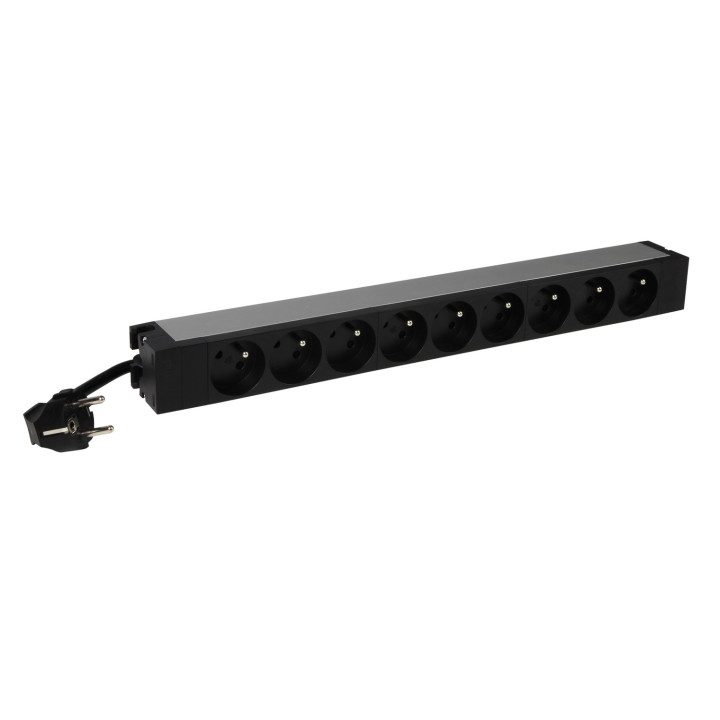 Pdu 19Pouces Lcs³ 1U Équipé De 9 Prises 2P+T - Cordon 3M Avec Fiche 2P+T 16A