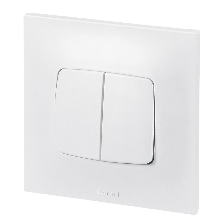 Interrupteur Ou Va-Et-Vient + Poussoir Neptune - Blanc