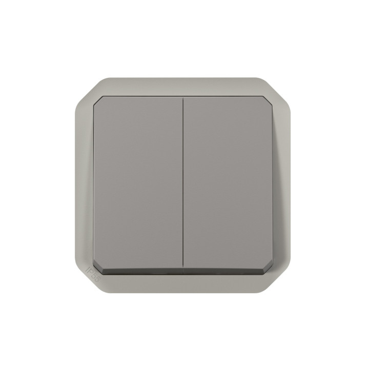 Commande Double Interrupteur Ou Poussoir Plexo Composable Gris