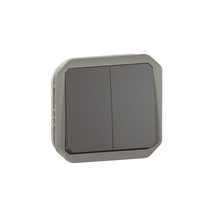 Commande Double Interrupteur Ou Poussoir Plexo Composable Anthracite