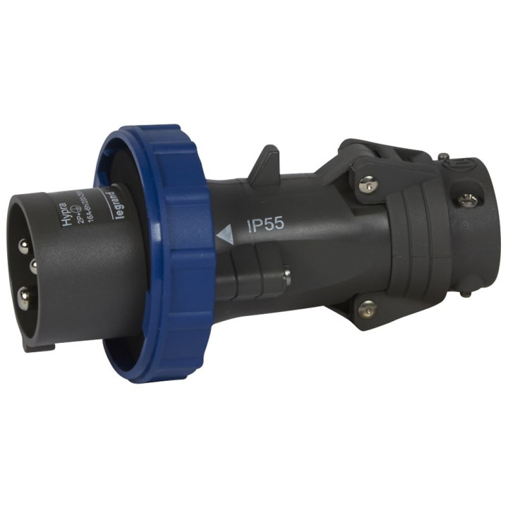 Fiche Mobile Droite Hypra Ip66/67-55 16A - 200V~ À 250V~ - 2P+T - Plastique