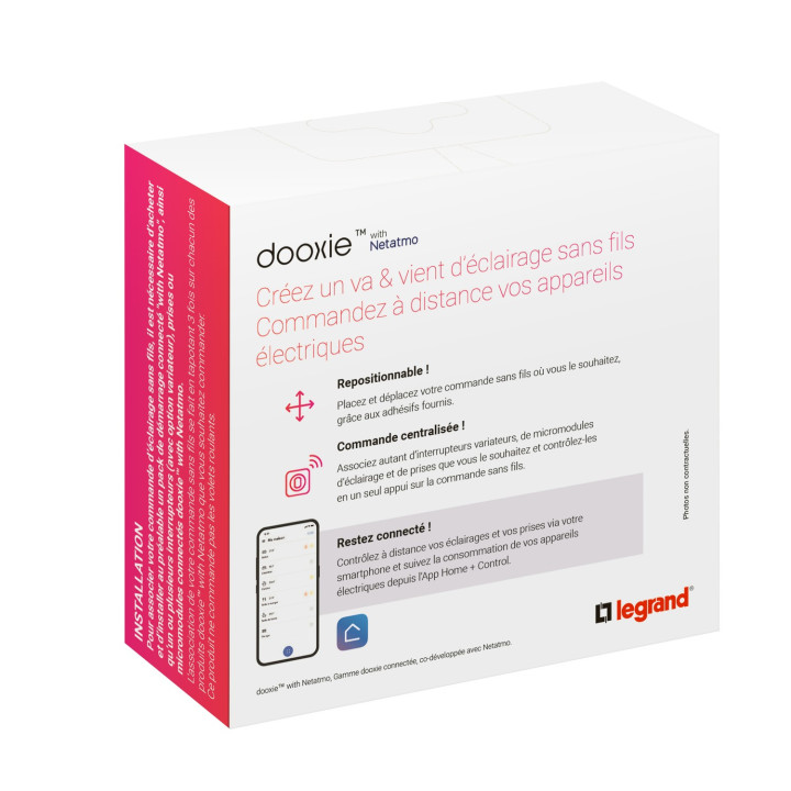 Commande Sans Fils Pour Éclairage/Prise Dooxie With Netatmo Sans Plaque Blanc