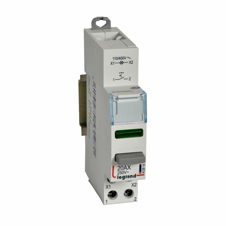 Poussoir Modulaire - Double Fonction Voyant 1 No + Led Vert 110/400V~~ -1 Module