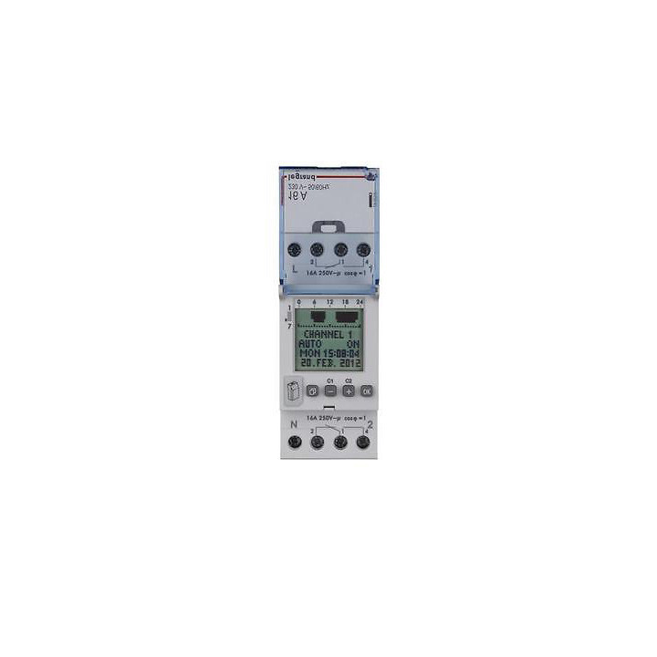 Interrupteur Horaire Digital Modulaire Programmable Jour/Hebdo - 2 Sorties 16A - 230V~