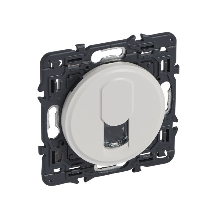 Prise Téléphone Rj45 Céliane Avec Enjoliveur Blanc Et Support