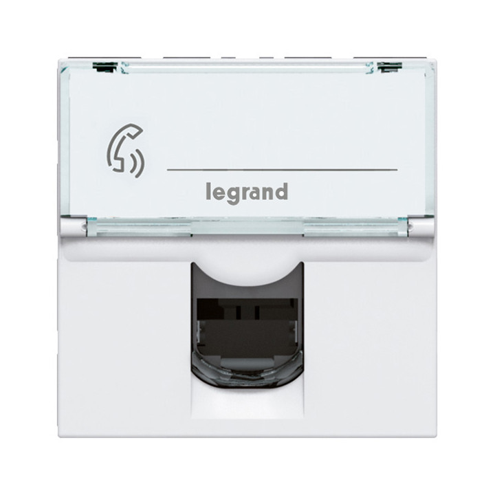 Prise Rj45 Catégorie 6A Stp À Blindage Métal Mosaic 2 Modules - Blanc