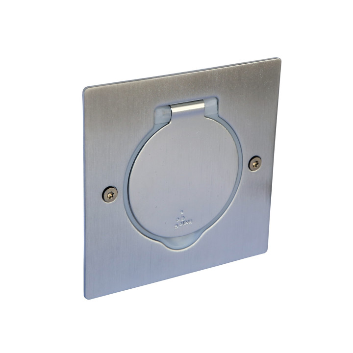 Prise De Sol Simple Rj45 Catégorie 6 Ftp Avec Platine Carrée - Inox Brossé