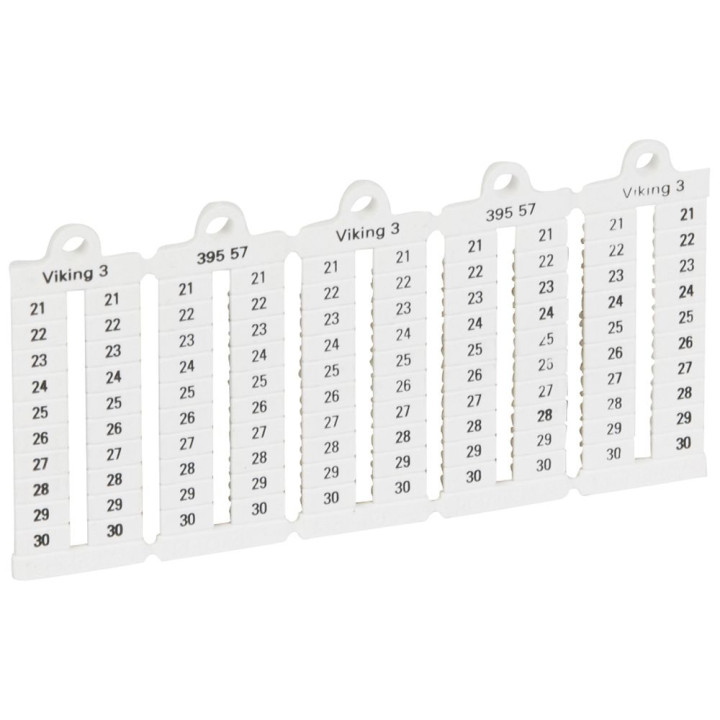 Plaque repères lecture verticale -bloc de jonct Viking3 pas 5mm + chiffres 21-30