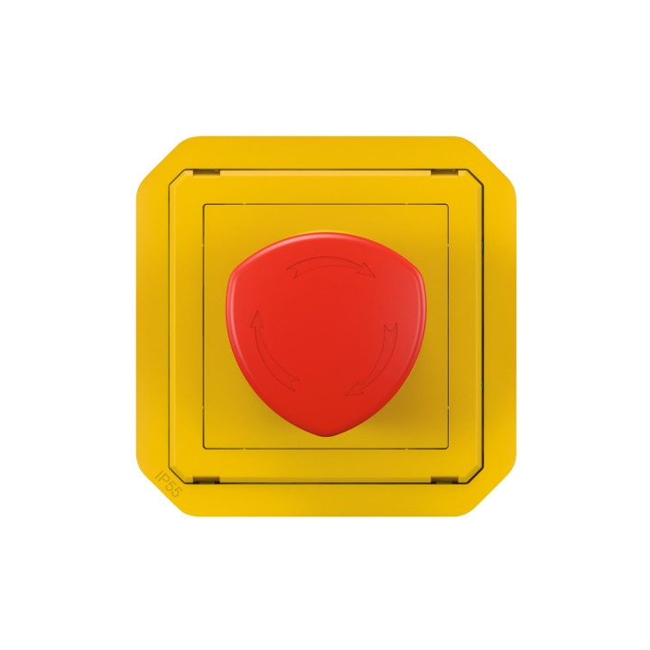 Coup De Poing D'Urgence Déverrouillage 1/4 Tour Plexo Composable Jaune
