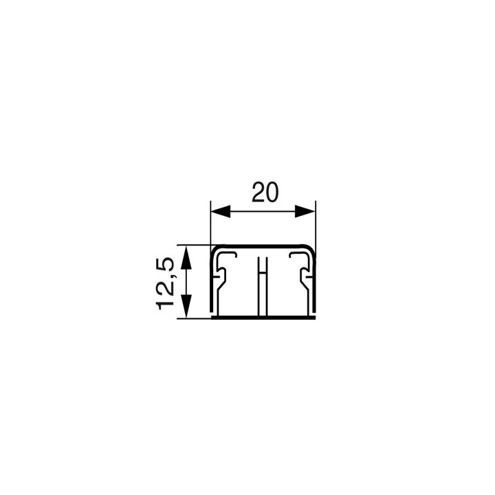 Moulure Dlplus 20X12,5Mm - 2 Compartiments - Longueur 2,1M - Blanc