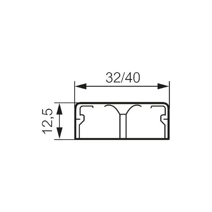 Moulure Dlplus 40X12,5Mm 2 Compartiments Longueur 2,1M - Blanc